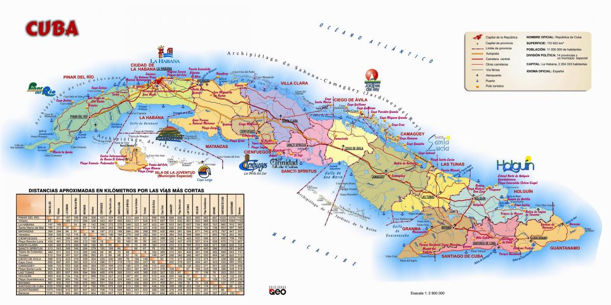 Mapa atrakcji turystycznych Kuby