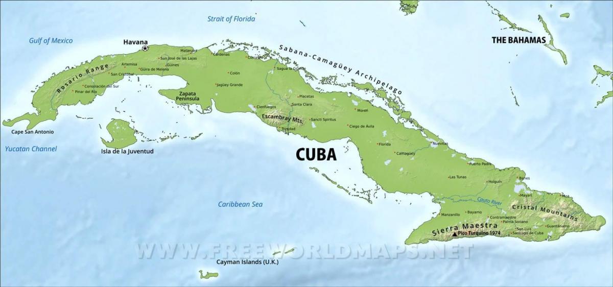 Mapa gór na Kubie