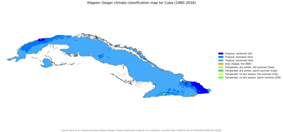 Mapa temperatury Kuby
