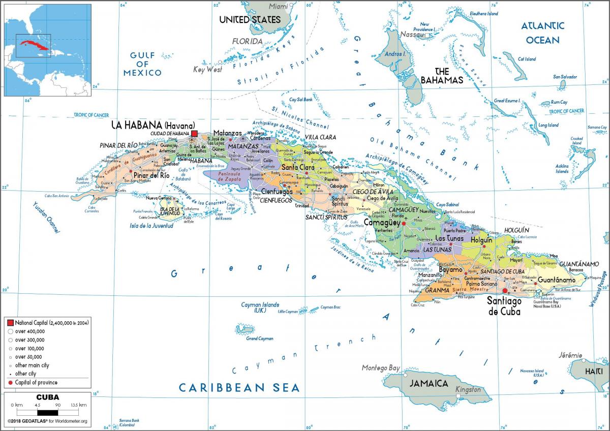 Mapa administracyjna Kuby