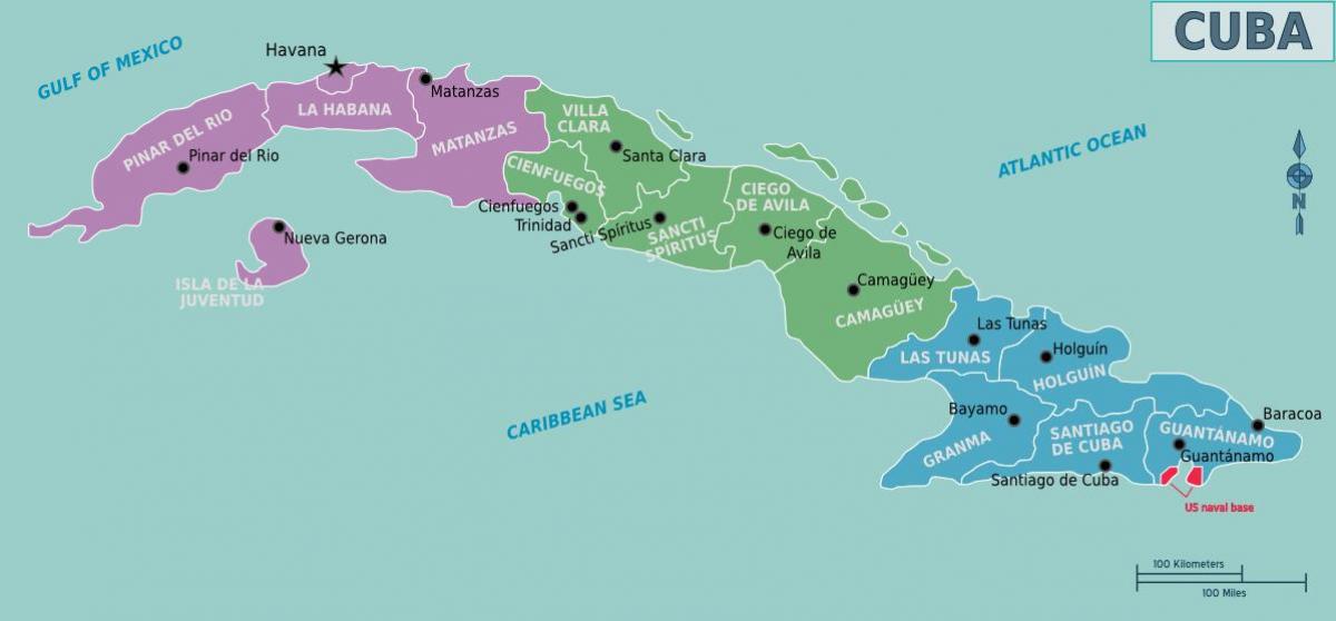 Mapa obszarów Kuby