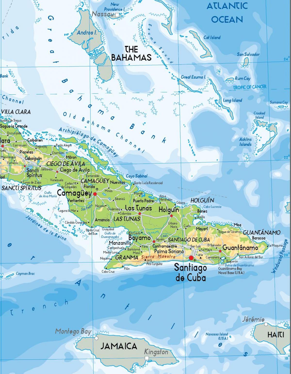 Mapa południa Kuby